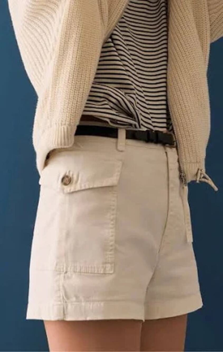 Frame Denim High-Waist White Cargo Pocket Shorts